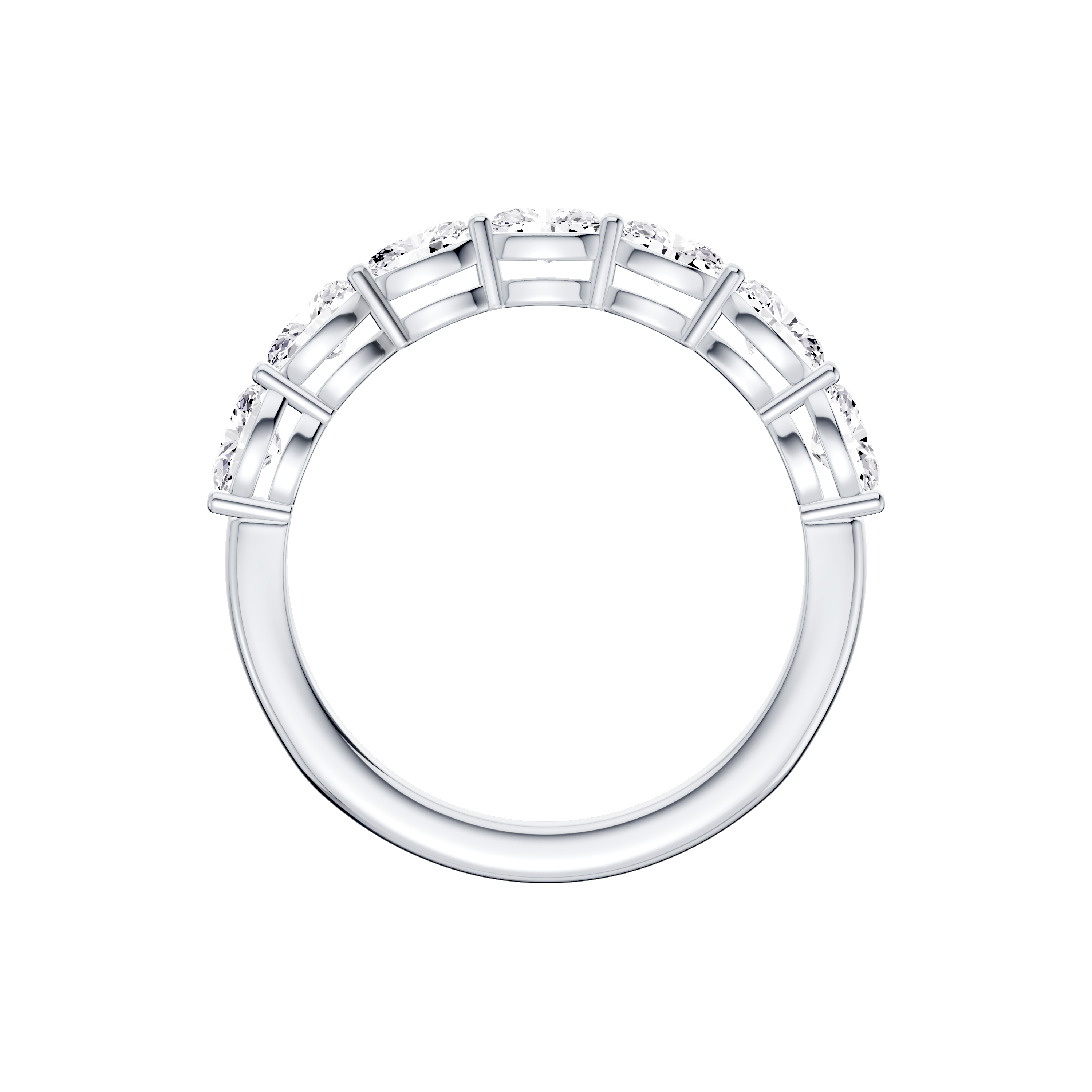 18K White Gold East-West Oval 7-Stone Lab Diamond Band (1.00 ct. tw.)